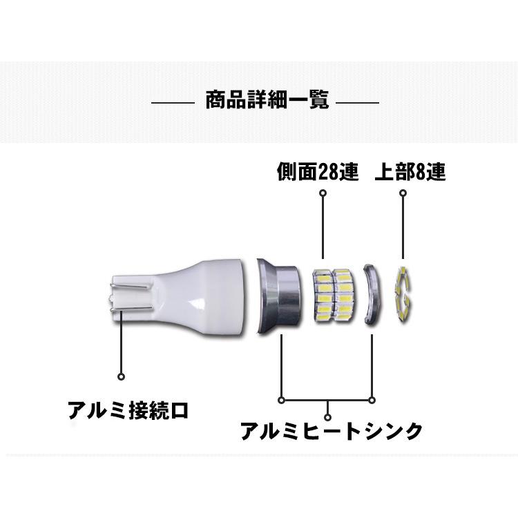 12V 「Ｔ１０/Ｔ16 ウェッジ型 3014チップ ＳＭＤ-ＬＥＤ球３６連 ホワイト ２個セット」 バックライト ライセンスランプに最適｜surprise-parts｜04