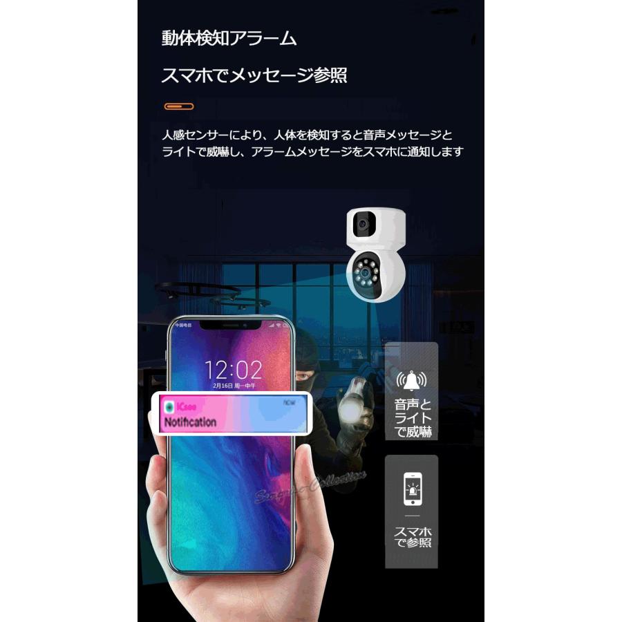 800万画素 小型防犯カメラ ワイヤレス 監視カメラ デュアルレンズ wifi