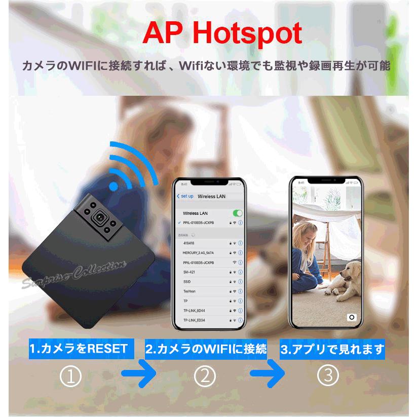超小型防犯カメラ ワイヤレス 監視カメラ 内蔵電池搭載 wifi 動体検知