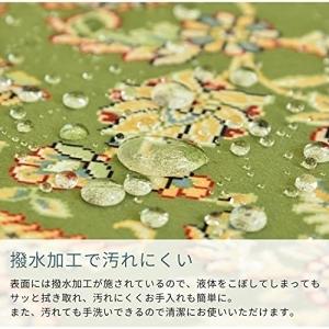 撥水機能付き 高級絨毯風の転写プリントラグ (200cm × 200cm) (ターコイズ) 【取寄商品】【北海道・沖縄送料別】｜surpriseweb｜04