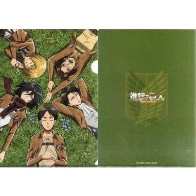 中古クリアファイル A エレン ミカサ アルミン リヴァイ ハンジ 草原 クリアファイル 進撃の巨人 最大91 オフ