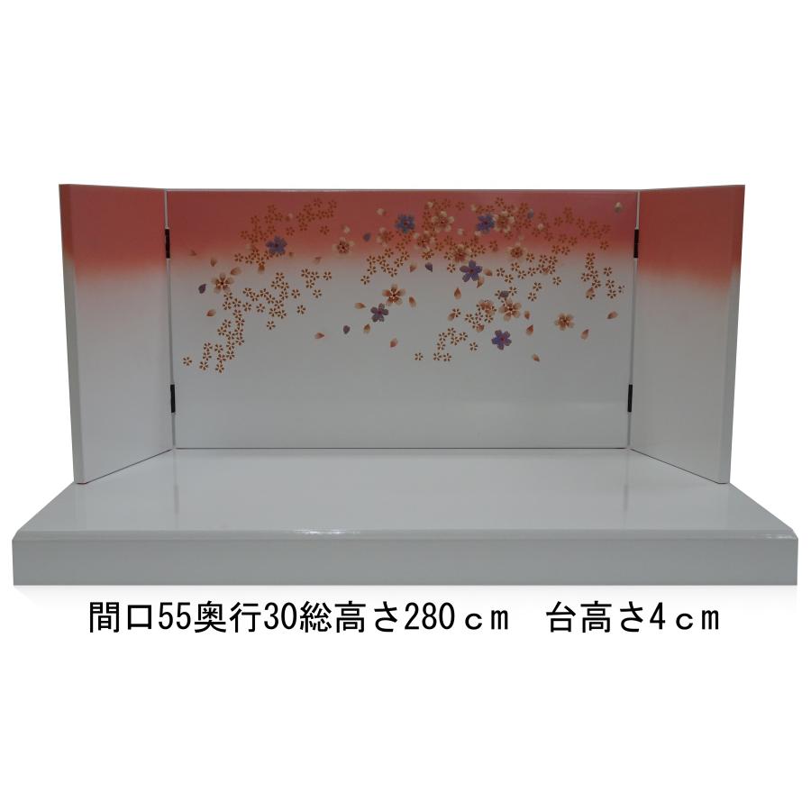 雛人形 おしゃれ コンパクト 間口５５ｃｍ花桜平飾り 芥子親王(金襴衣装白系)_3