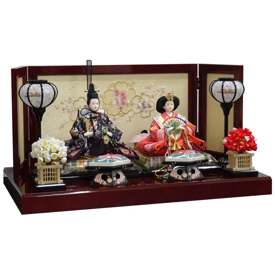 雛人形 おしゃれ コンパクト 間口５５ｃｍ刺繍小花桜平飾り 芥子親王(金襴衣装)_1