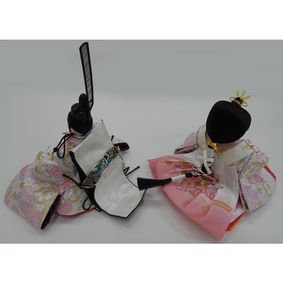 雛人形 収納飾り おしゃれ コンパクト 間口54ｃｍ刺繍リボン花紋収納赤塗り 白系金襴衣装白系 お顔Bタイプ