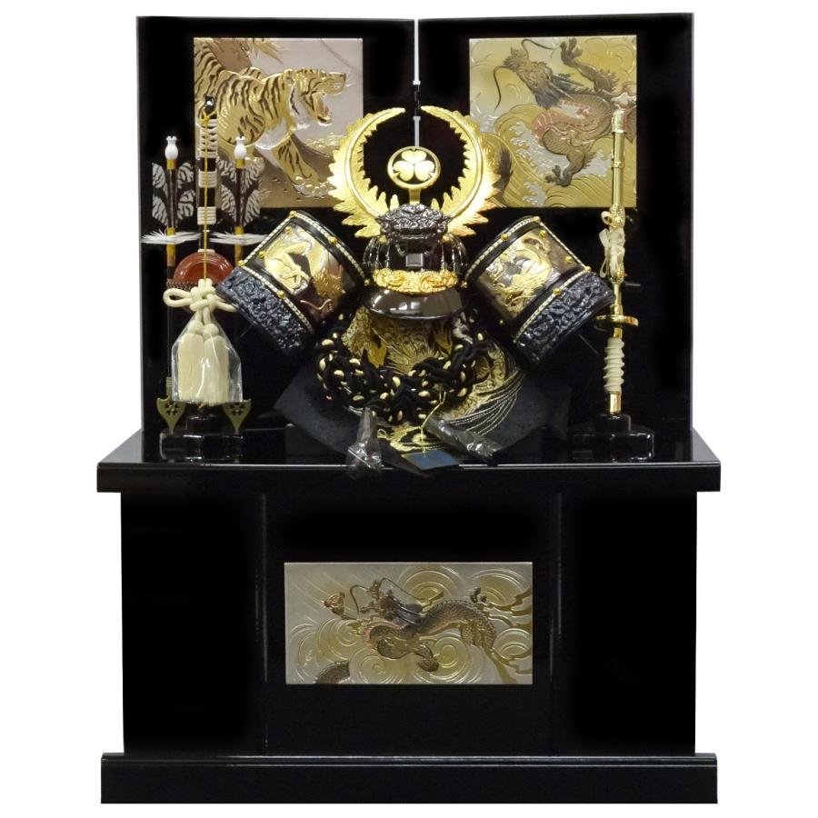 五月人形 兜飾り 徳川家康 12号ブロンズ兜(正絹縅) 間口45cm龍王収納