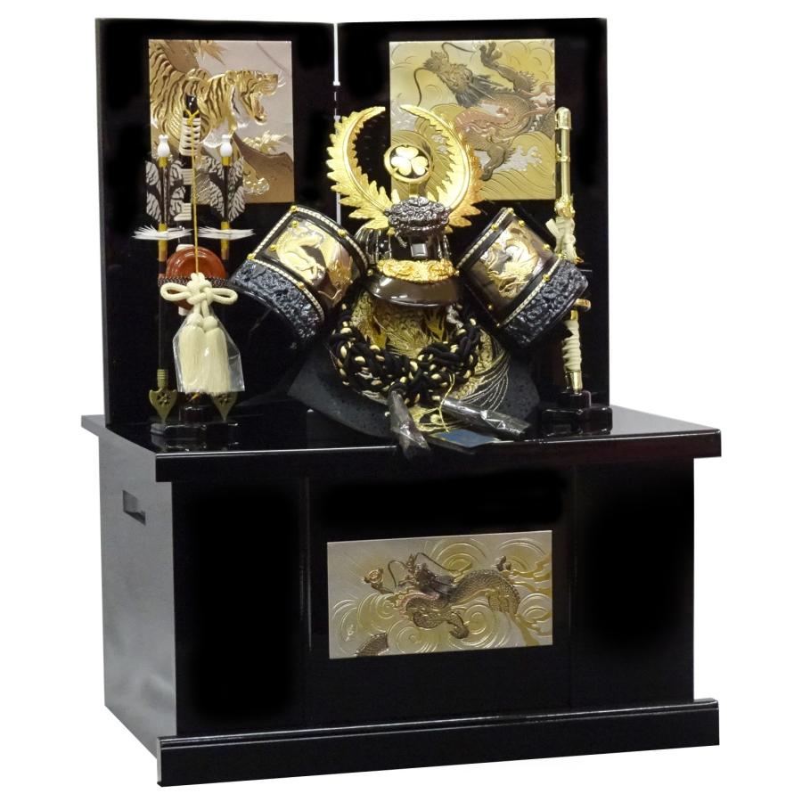 五月人形 兜飾り 徳川家康 12号ブロンズ兜(正絹縅) 間口45cm龍王収納