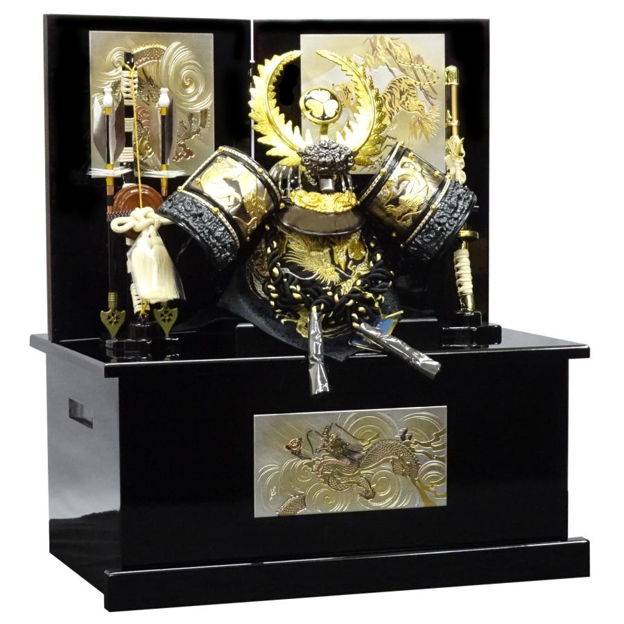 五月人形 兜飾り 徳川家康 12号ブロンズ兜 正絹縅 間口45cm彫金龍虎