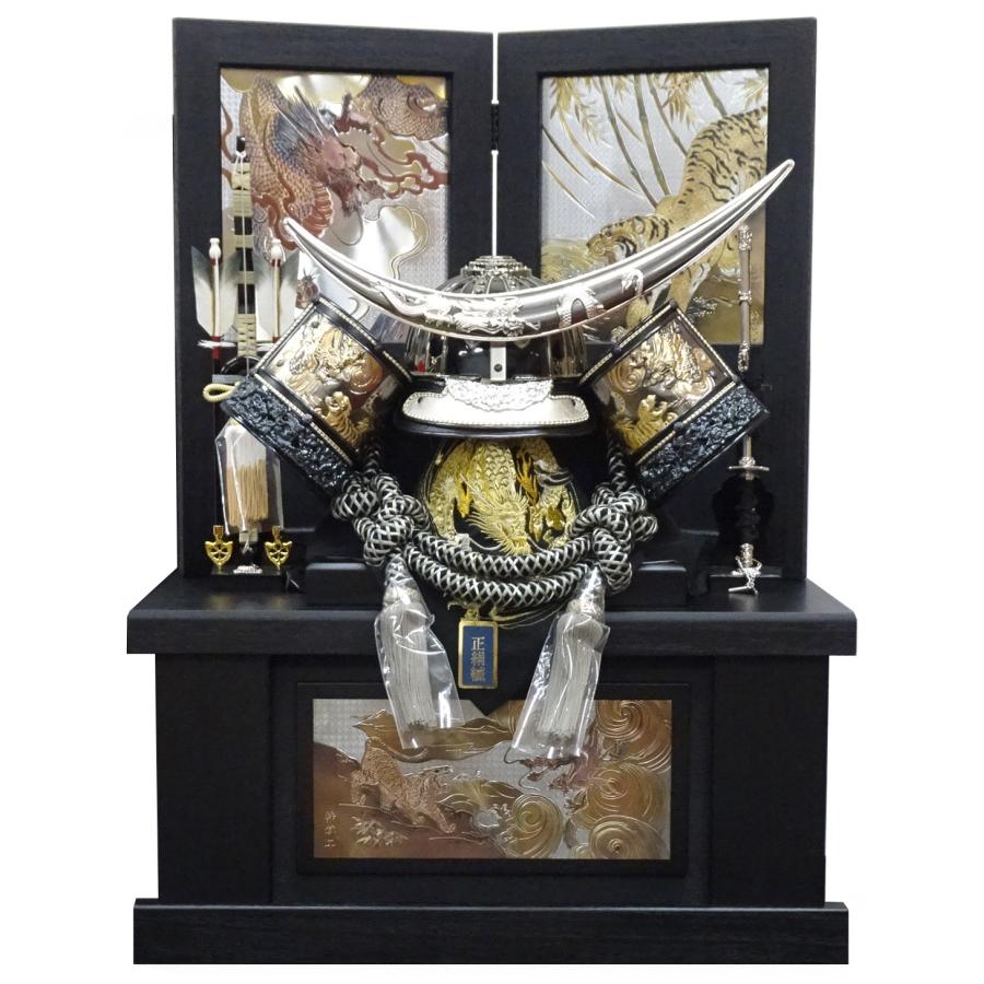 五月人形 兜飾り 伊達政宗 25号ブロンズ 着用兜 正絹縅 間口60cm 収納飾り 桐宇造り 兜 武将 おしゃれ