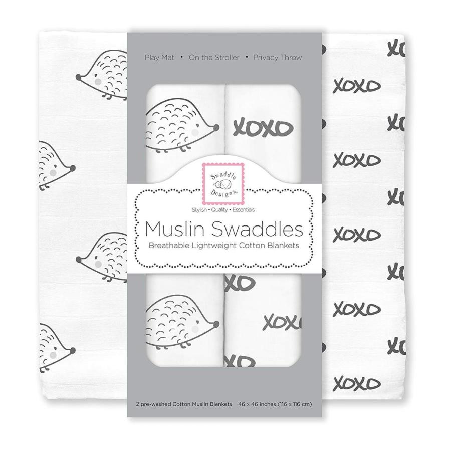 スワドルデザインズ おくるみ モスリン ヘッジホッグハグ キス ブラック 2枚セット Sdm 163bk 日本正規品 Fcekano Edu Ng