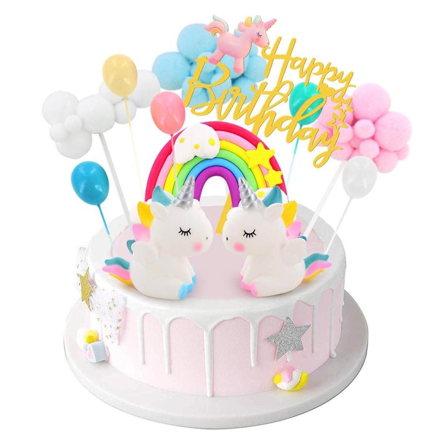 Duoupa ケーキトッパー 誕生日ケーキ飾り ユニコーン 風船 虹 ケーキ挿入カード 12点セット サンセットサンライズ 通販 Yahoo ショッピング