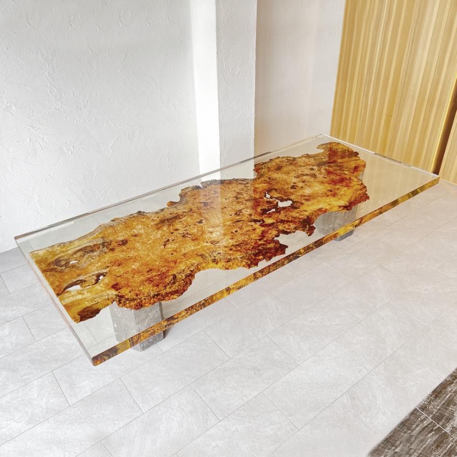 一点もの】ポプラ レジンテーブル ダイニングテーブル 座卓 一枚板