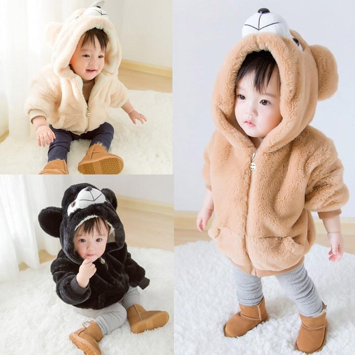 ベビー服 新生児 赤ちゃん 冬 着ぐるみ 防寒着 もこもこ クマさん 耳つき フード コート ジャケット Fakfakkab Go Id