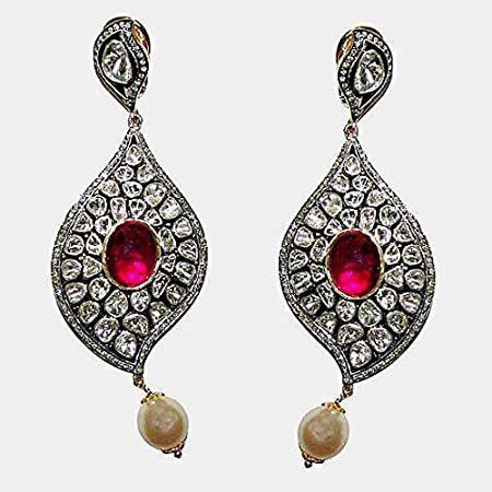 【アウトレット☆送料無料】 costozon vintage 925 Diamond Cut Rose Pearl Ruby, Tcw 13.2 earrings diamond その他インテリア雑貨、小物