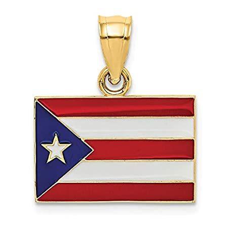 【2021春夏新作】 14k 21 - Charm Pendant Souvenir Flag Rico Puerto Enameled Solid Gold Yellow ネックレス、ペンダント