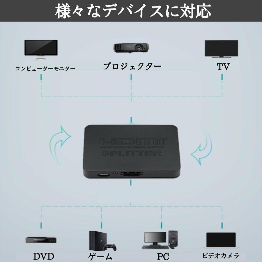 HDMI分配器 1入力2出力 HDMIスプリッター 2入力 4K 2K 対応 高画質 映像 同時出力 小型 薄型 コンパクト USB｜susumu0819｜04