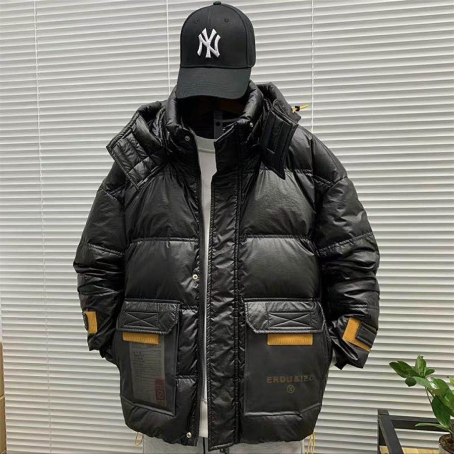 ダウンコート メンズ ダウンジャケット 冬アウター 流行 ピカピカ 冬用 カジュアル おしゃれ かっこいい 人気 韓国ファッション 防寒 暖かい あったか 保温 再再販