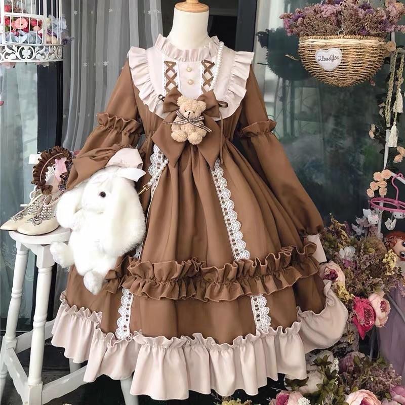 Lolita長袖ドレス服 ロリータ衣装 可愛いドレス レデイース二次元衣装 コスチューム一式 美少女ドレス リボン付き ２色袖トップス リボンダンス衣装 演出 60 Style Hana 通販 Yahoo ショッピング
