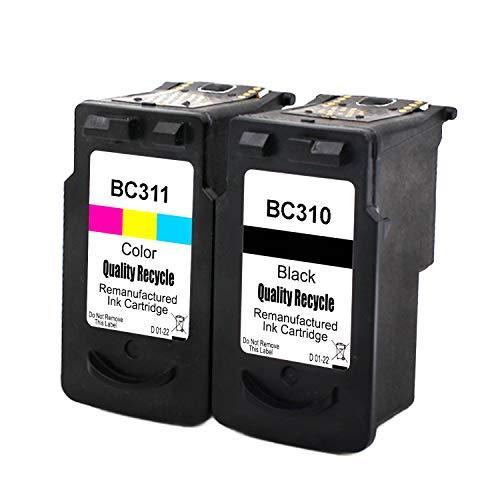 再生インク Canon（キャノン）用BC-310+BC-311（ブラック+カラー） 2個セット 染料C-310+C-311 残量表示付 【対応機種】P