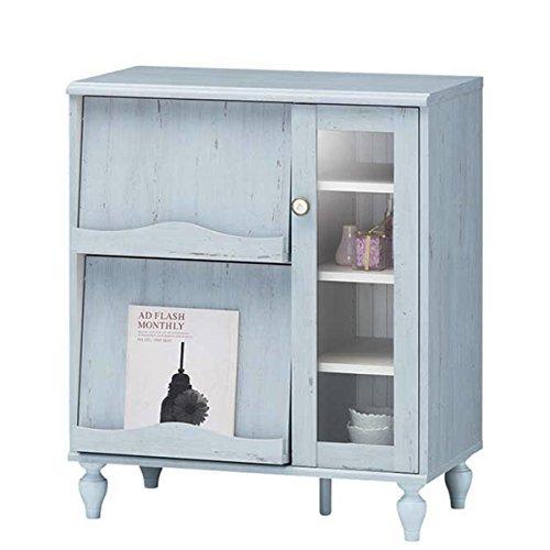 白井産業 フラップガラス キャビネット ペールブルー 幅75.2 高さ88.4 奥行40.8cm FRS-9075FG フレンチシャビー
