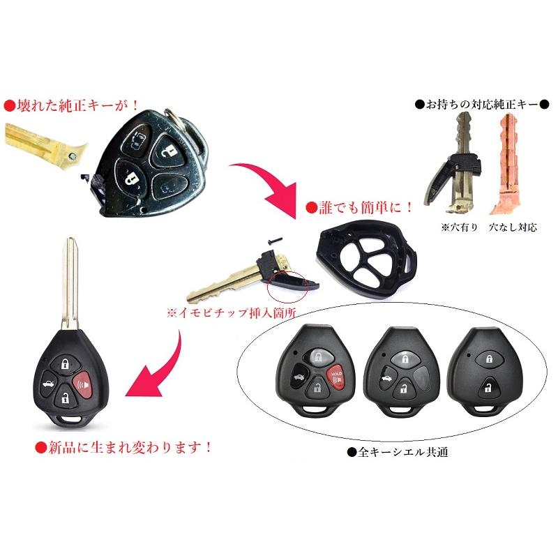 □トヨタ キー 補修キット4ボタン ブランクキー 交換 キーレスキー