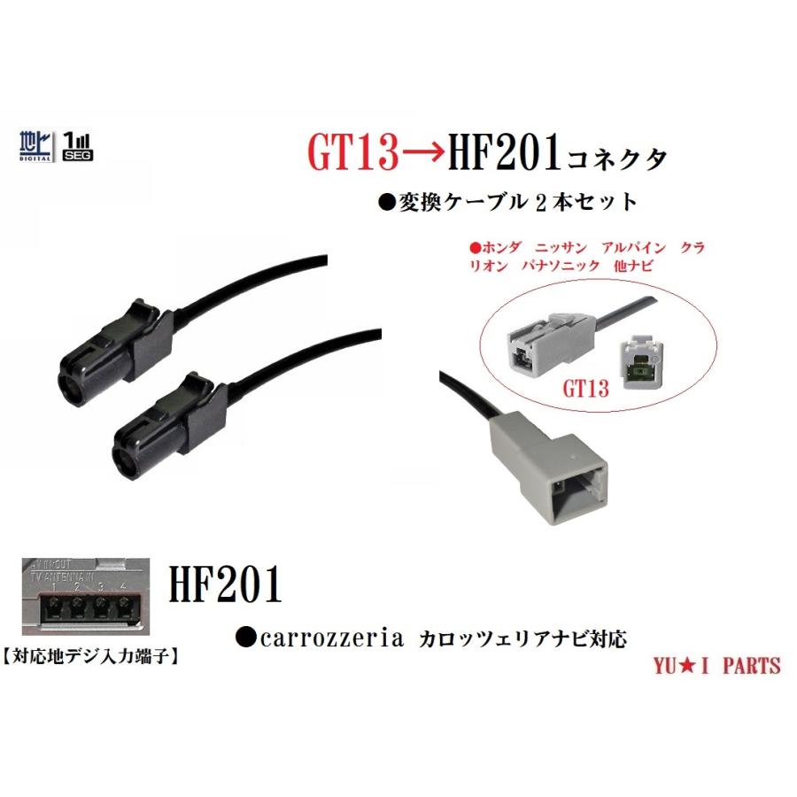 ホンダ ニッサン　アルパイン　クラリオン　パナソニックGT13アンテナをカロッツェリア　ナビHF201地デジアンテナ変換ケーブル｜sutandjp