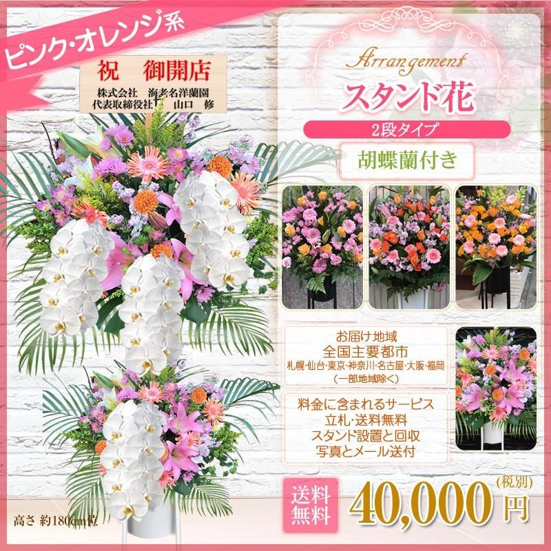 胡蝶蘭付きスタンド花(2段) 花色選べる5色 40000円(税別) 180cm位 設置