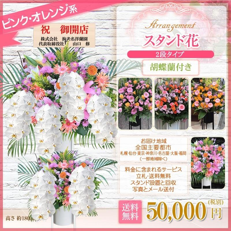 胡蝶蘭付きスタンド花(2段) 花色選べる5色 50000円(税別) 180cm位 設置