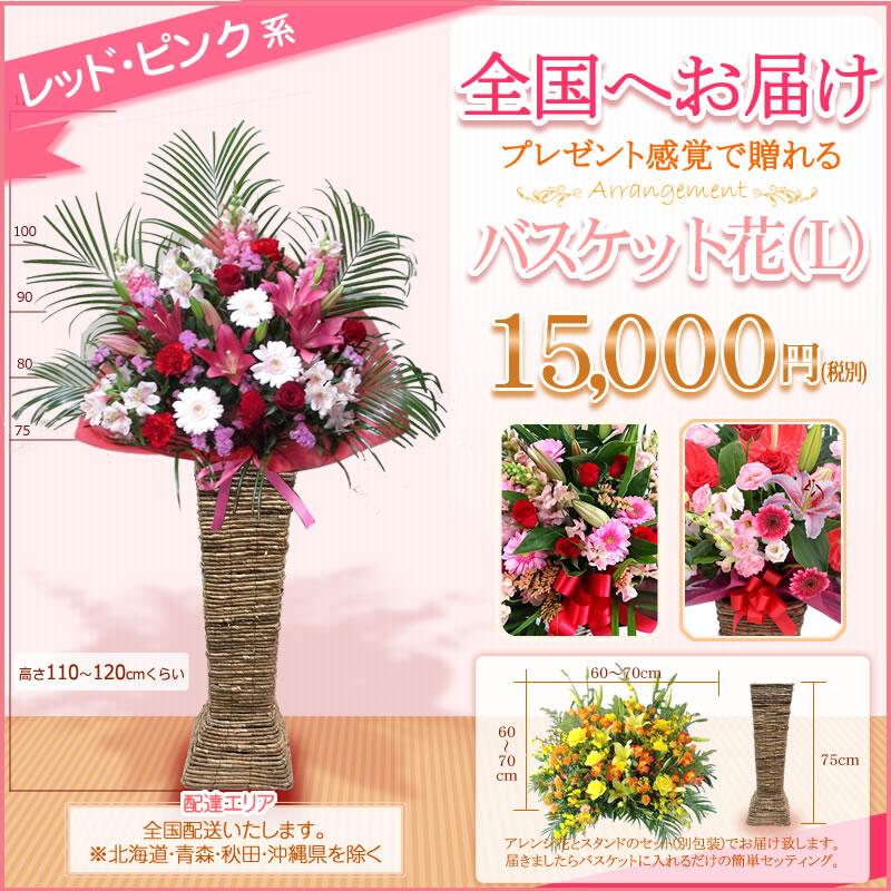 【ポイント5倍】バスケット花(L)色指定 15000円(税別) 120cm位 宅配お届け  お祝い 開店 開業 開院 花 お供え フラワーギフト【st-bsk-l】｜sutandobana｜10