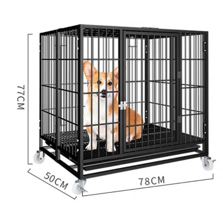 ペットケージ 鉄製 犬檻 犬小屋 ケージ 折りたたみ式 ペットサークル ドッグケージ ペットフェンス 大型 中型犬用 ペット用品 ダブルドア キャスター付き 