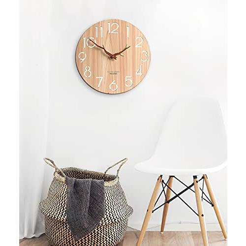 Yiteng 掛け時計 おしゃれ 北欧 非電波 連続秒針 静音 蛍光緑の葉 木目 壁掛け時計 シンプル モダン フレームなし かわいい インテリ Uuh3ekpbjc 掛け時計 壁掛け時計 Valleymill Com