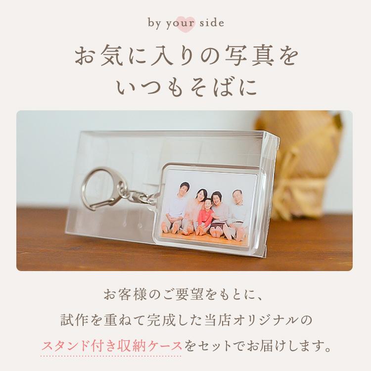 飾れるケース付き 両面 写真入り キーホルダー 長方形型 【4個セット