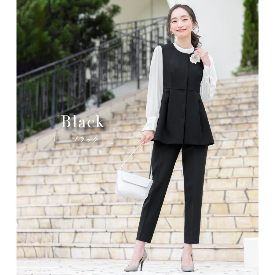 ジレ　セットアップ　パンツスーツ　3点セット　セレモニー　フォーマル　L スーツ レディース 3点set ジレ パンツ ストレッチ 洗える 通勤