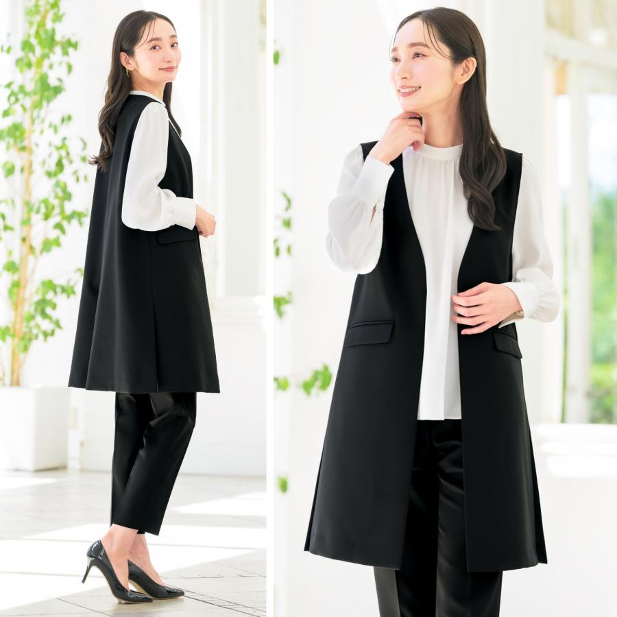 スーツ レディース 3点set ジレ パンツ ストレッチ 洗える 通勤