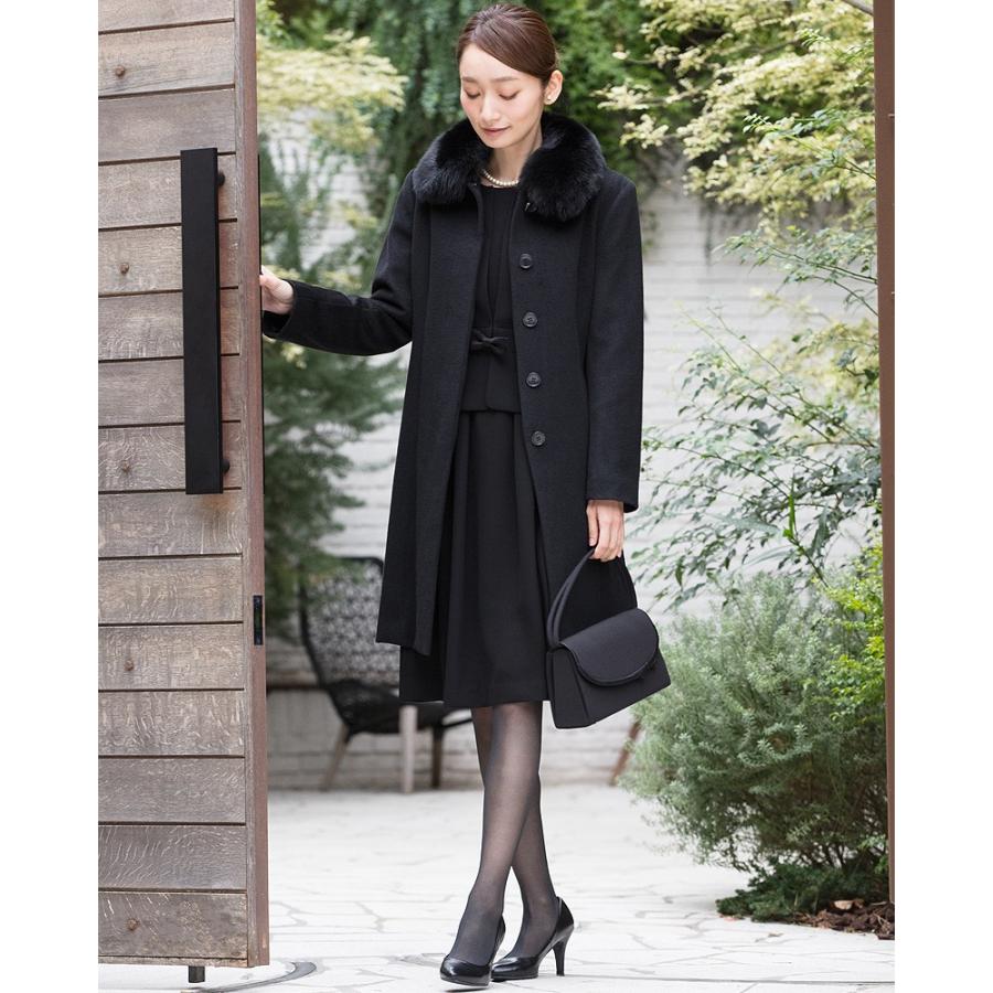 コート レディース ウール 100 冬 喪服 ブラックフォーマル ブルーフォックス ファー 大きいサイズ 冠婚葬祭 葬式 礼服 黒 女性 お通夜 防寒 卒業式 24 Elena 通販 Yahoo ショッピング