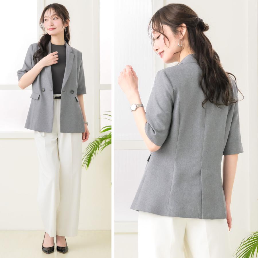 ジャケット レディース 半袖 ロング ストレッチ 洗える 冷房対策 アウター 通勤 ビジネス オフィス セレモニー 春 夏 1 1 ELENA - 通販 - Yahoo ショッピング