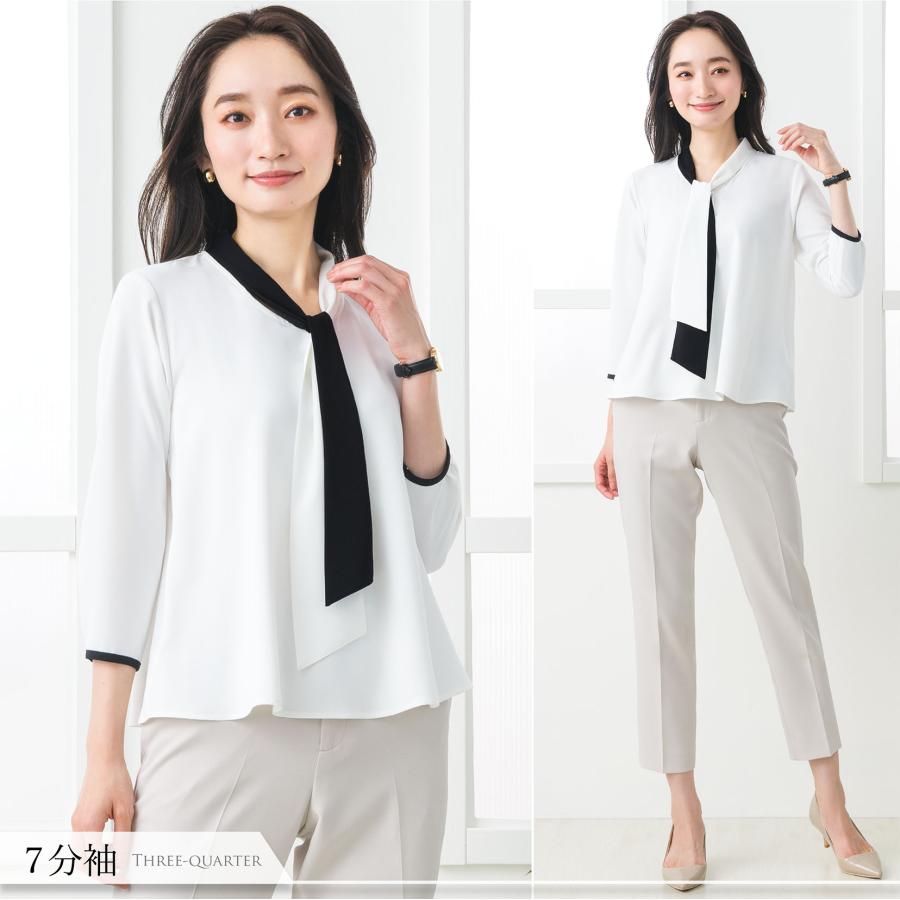 ELENA ブラウス レディース オフィス ボウタイ とろみ トップス ELENA ブラウス レディース オフィス ボウタイ とろみ トップス
