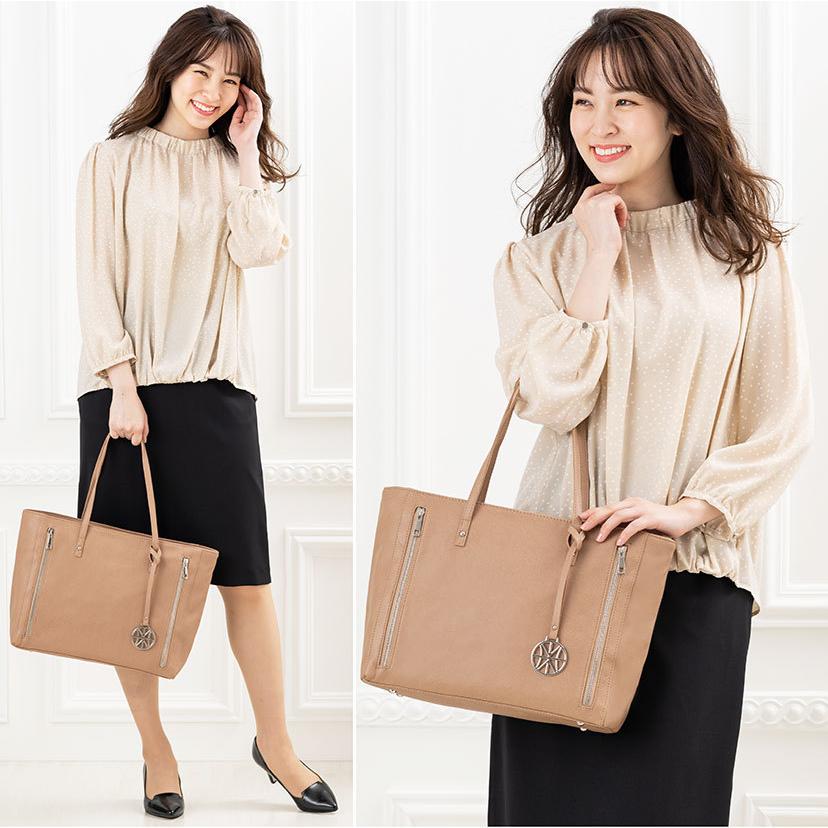レザー風トートバッグ モチーフ付き サイズ収納 通勤 バッグ レディース トート おしゃれ 仕事 ビジネス 大容量 便利 ベージュ ブラック ネイビー アイボリー 2704 Elena 通販 Yahoo ショッピング