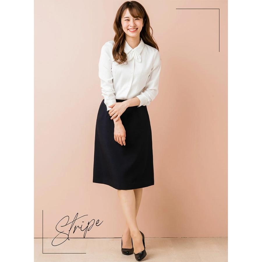 事務服 シャツ ブラウス レディース 日本製生地 半袖 長袖 通勤 制服 スーツ インナー ビジネス オフィス ホワイト ピンク ストライプ 大きいサイズ Elena 通販 Yahoo ショッピング