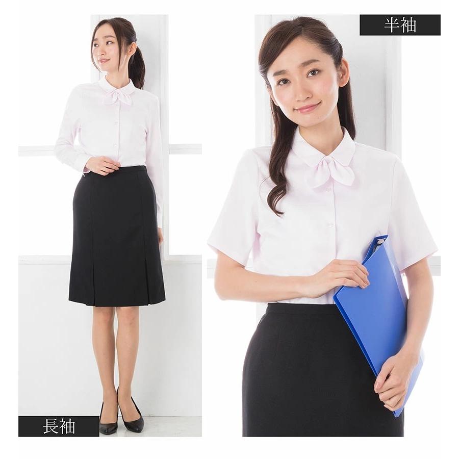 事務服 シャツ ブラウス レディース 日本製生地 半袖 長袖 通勤 制服 スーツ インナー ビジネス オフィス ホワイト ピンク ストライプ 大きいサイズ Elena 通販 Yahoo ショッピング