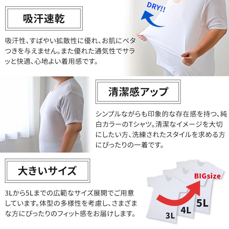 ３Ｌ★YOSAウェア★丸首半袖上 大きいサイズ 半袖 丸首 クルーネック メンズ 綿100 4枚セット 3L 4L