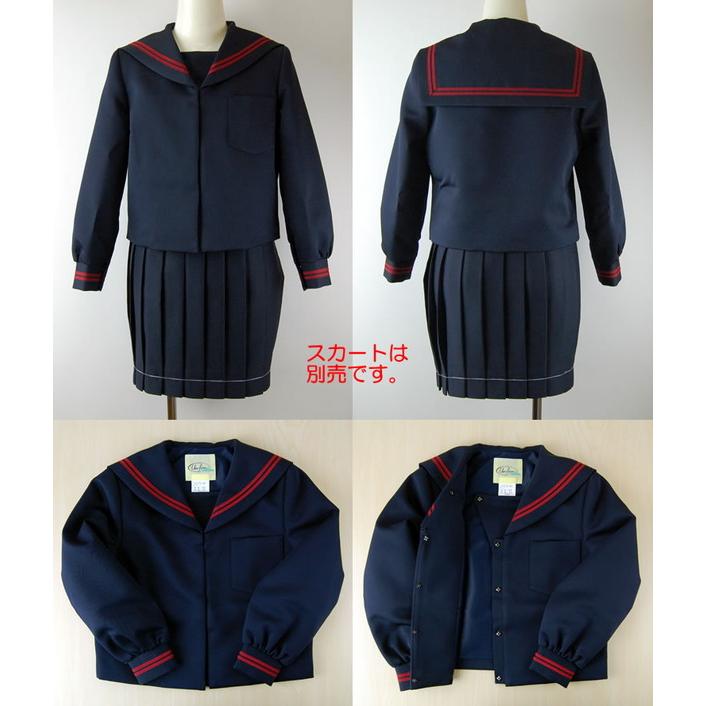 トンボ学生服 女子小学生 カシドス織り 赤2本ラインセーラー服