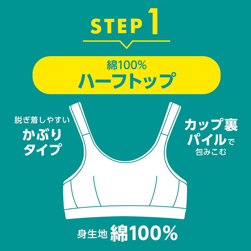 ハイジュニ ジュニアブラ 子供 スポブラ ハーフトップブラ 本体綿100