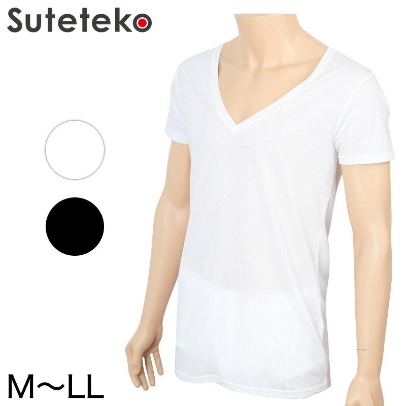 さらっ感 メンズ カノコ 半袖超深v首シャツ M Ll インナー 紳士肌着 男 アンダーウェア V首半袖シャツ Vネック ｖ首 白 黒 Tシャツ 鹿の子編み 在庫限り Air152 すててこねっと 通販 Yahoo ショッピング