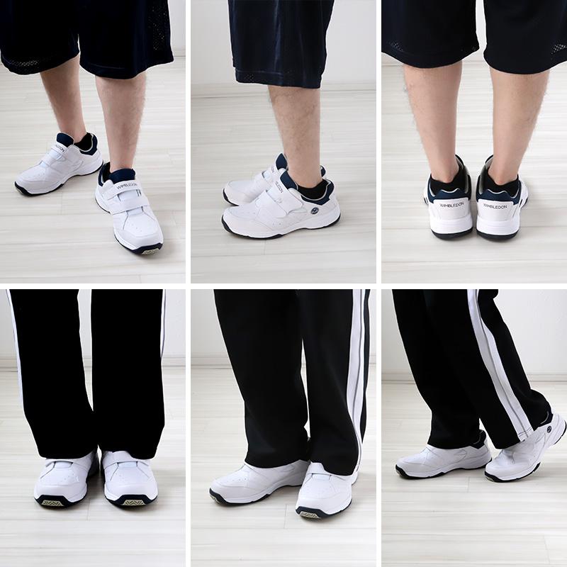 ウィンブルドン 通学 スニーカー 学生 4E ベルクロ 白スニーカー 黒 靴