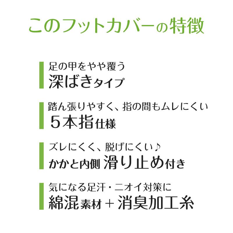 五本指フットカバー フットカバー アツギ 深ばき 五本指靴下 カバーソックス 5本指 23-25cm 滑り止め 綿混 黒 ベージュ ATSUGI 5本指ソックス 無地 深め 靴下｜suteteko｜02