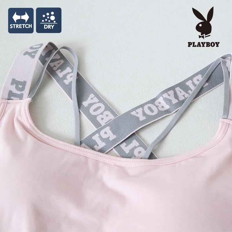 PLAYBOY スポーツブラ ハーフトップ レディース スポブラ クロス