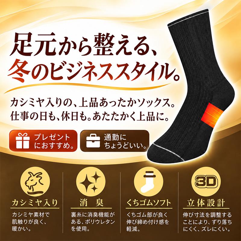 ATSUGI（アツギ） メンズ 靴下 ビジネスソックス カシミヤ入り ウール