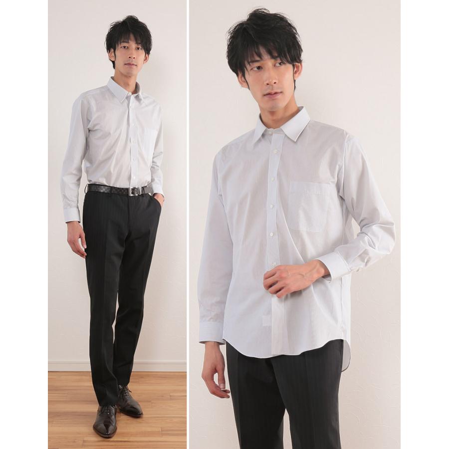 カッターシャツ メンズ 長袖 形態安定 (グレー) 28サイズ展開 (ドレス