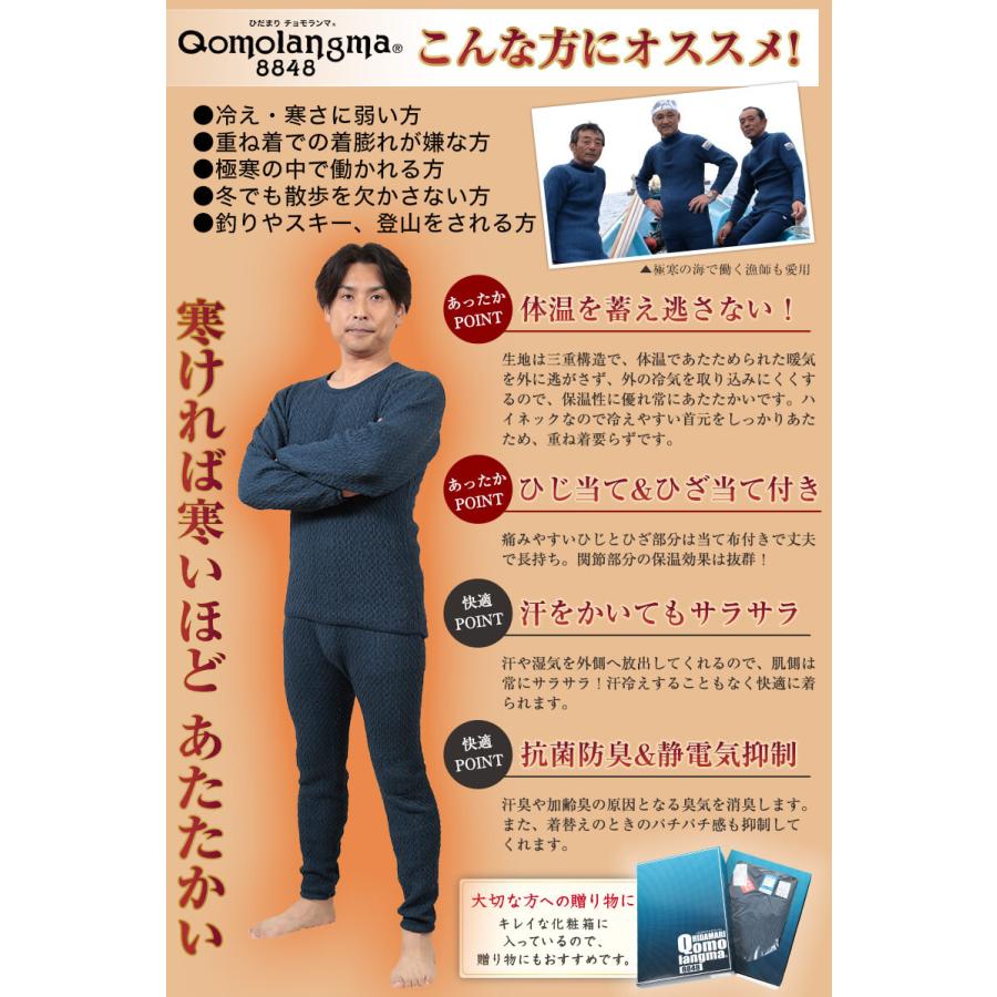 ひだまり チョモランマ 紳士長ズボン下 M〜LL (保温力 透湿性 消臭抗菌