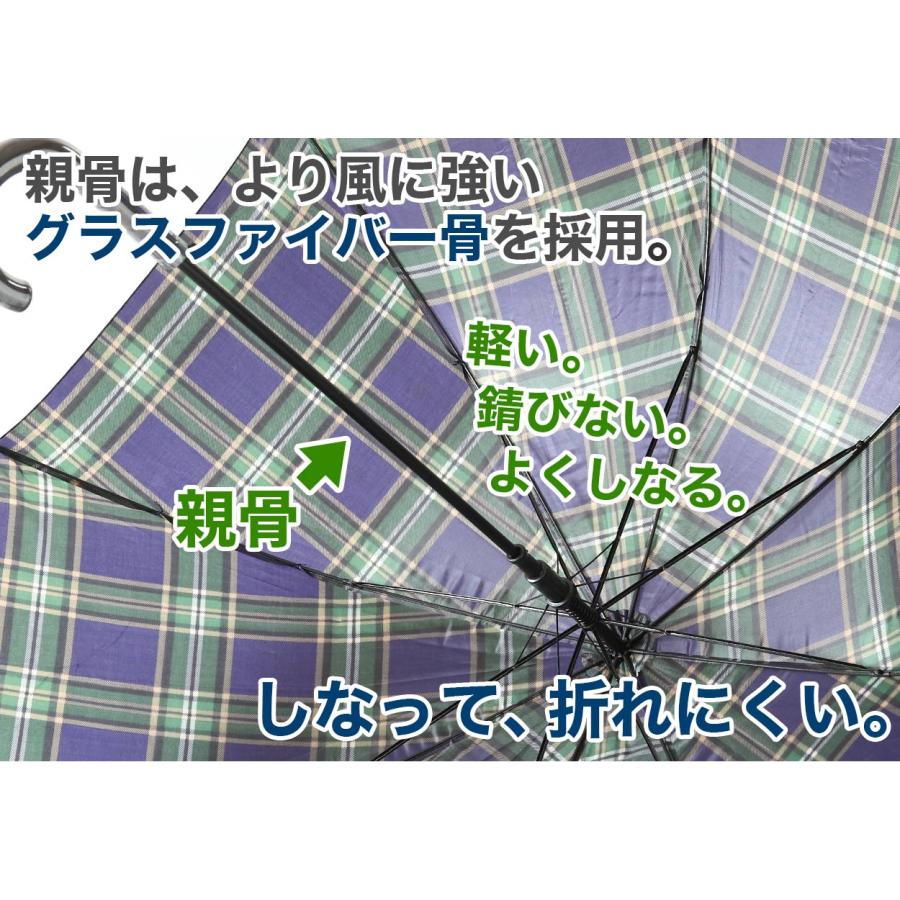 メンズ 傘 グラスファイバー 65cm 紳士傘 チェック 黒 ネイビー